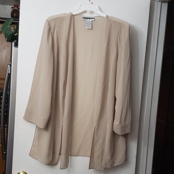 Dana Kay Jackets & Blazers - Dana Kay Sheer Glitter Tan Jacket